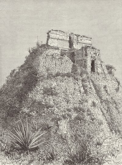 The Dwarfs House at Uxmal, from The Ancient Cities of the New World, by Claude-Joseph-Desire Charnay, engraved by A. Kohl, pub. 1887 by Taylor after Taylor after